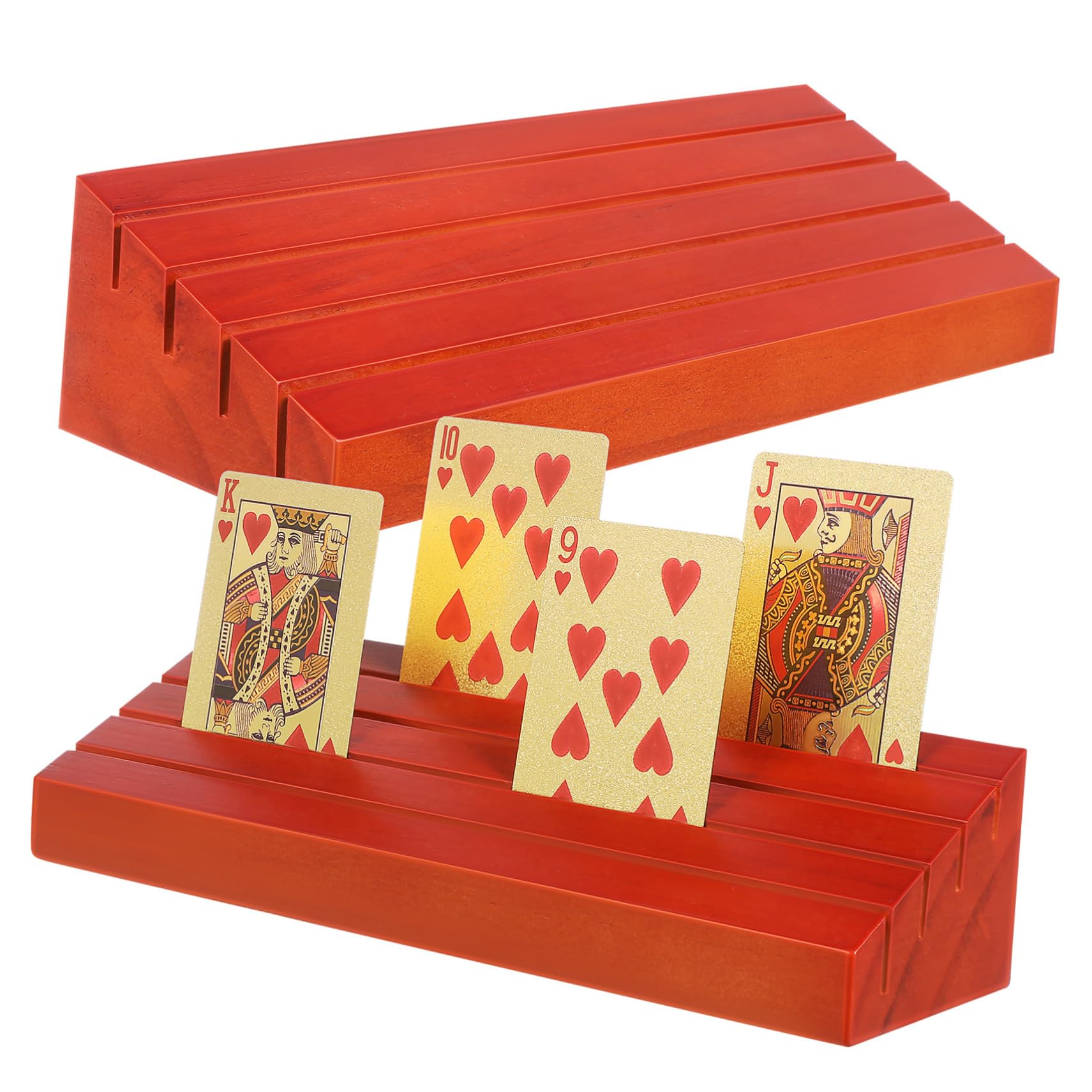 VICASKY 2 Soportes para Cartas de Juego de Madera Marrón, Base para Naipes, Acceso Fácil y Comodidad en Partidas, 2 Piezas