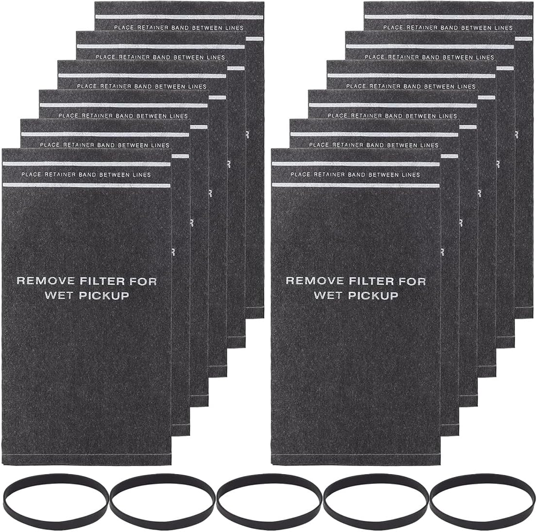 Shop Vac Filter Bags for Craftsman 2 to 2.5 Gallon Wet/Dry Vacuums and Powerhead Bucket Vac - Part# 38737 9-38737 CMXZVBE38737 (12 Vacuum Filter Bags and 5 Retaining Bands)