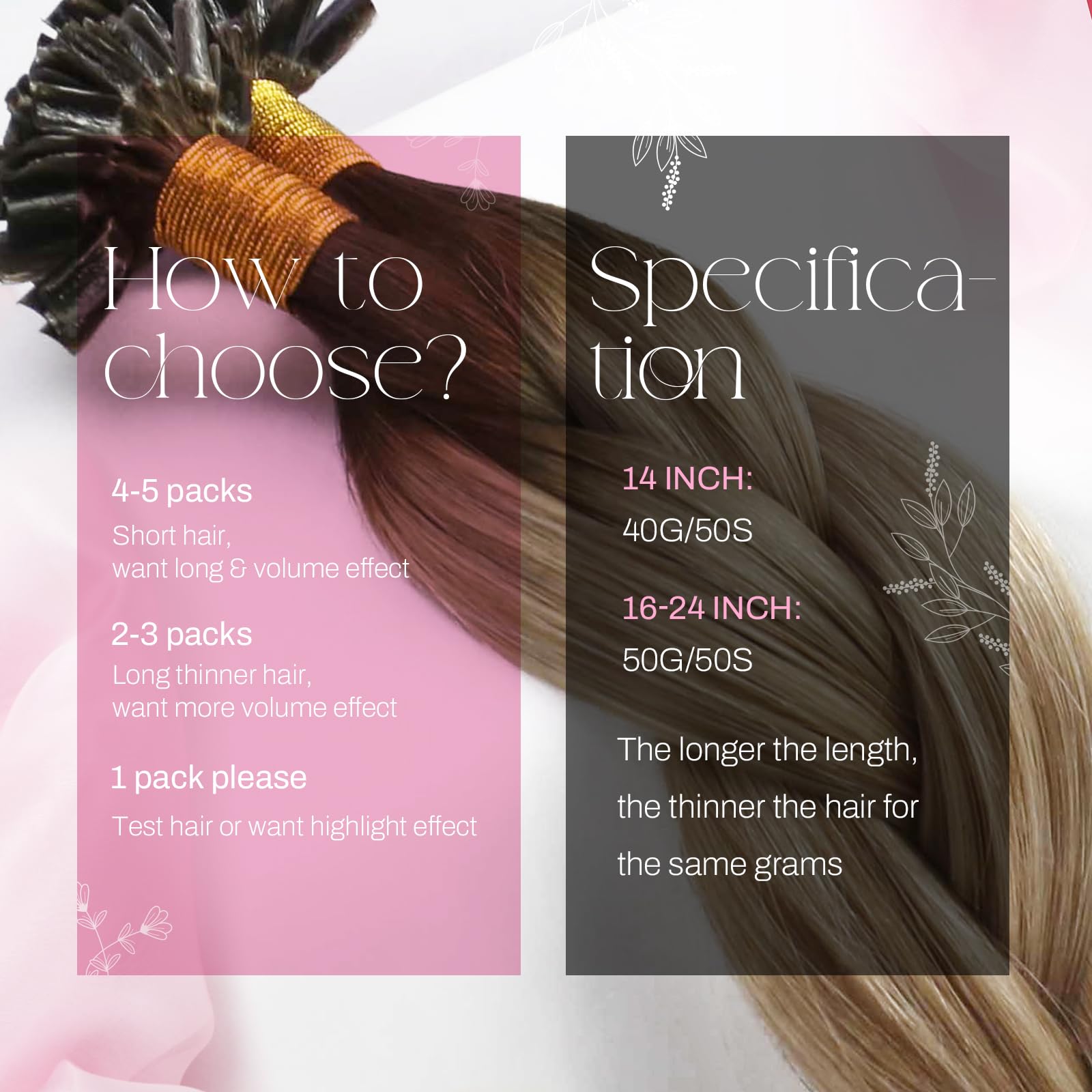 Moresoo Balayage Biondo Extension Cheratina 40cm 1g/1s 50 Ciocche Extension Capelli Veri Cheratina Invisibili Extension con Cheratina da Marrone a Marrone Chiaro con Biondo Medio #3/8/22 50g