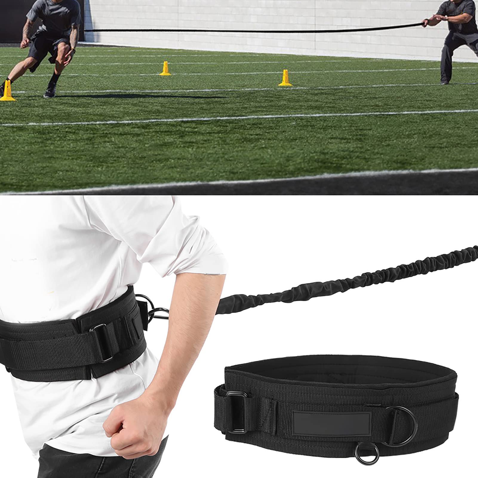 Vbestlife Cuerda de Tracción de Entrenamiento, Cinturón de Resistencia de Ejercicio Deportivo de 360 ​​Grados, Cuerda de Tracción para Correr, Equipo de Entrenamiento Mus