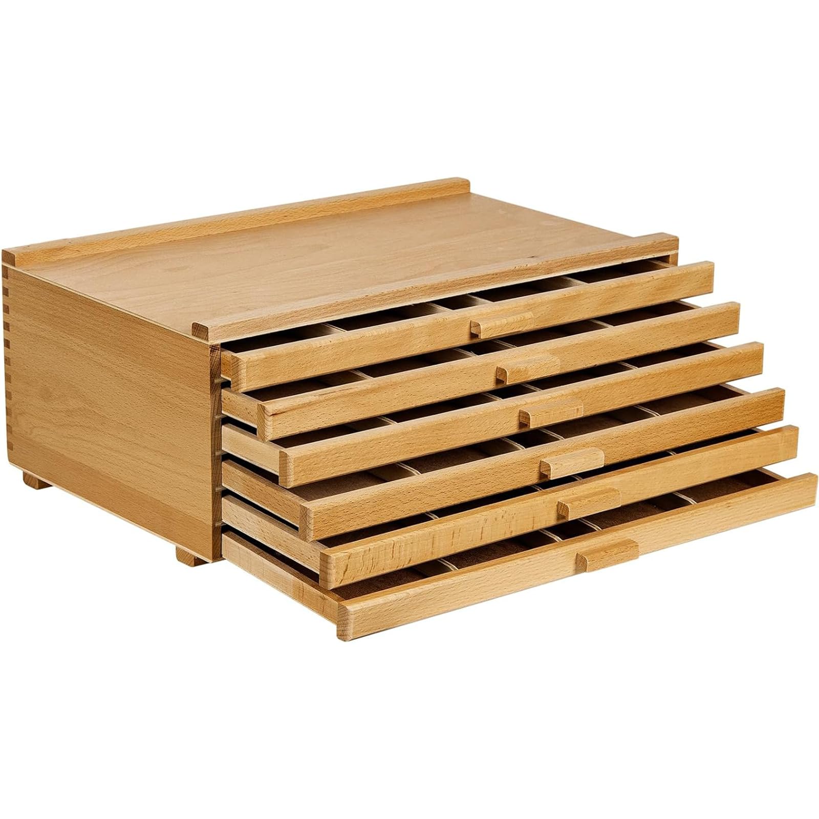 Organisateur de pinceaux multifonction en bois compact avec 8 tiroirs amovibles