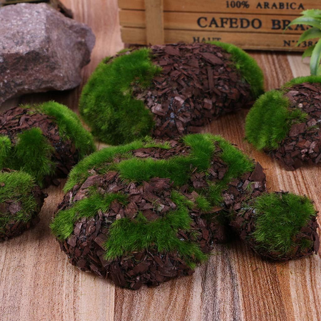 6Pcs Artificial Moss False Moss & Tree Covering Stone For Garden Landscape Decors Plant Decorations