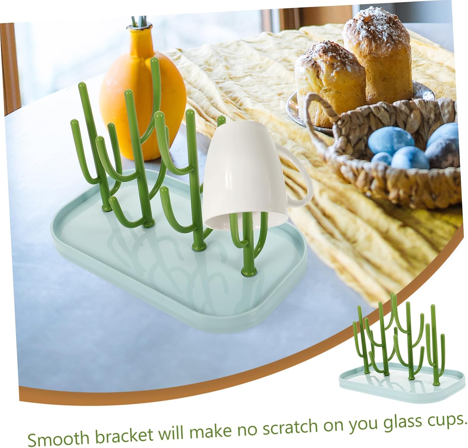 Cactus Bottle Drying Rack Blue ABS PP Cup Holder for Kitchen Organization image 3