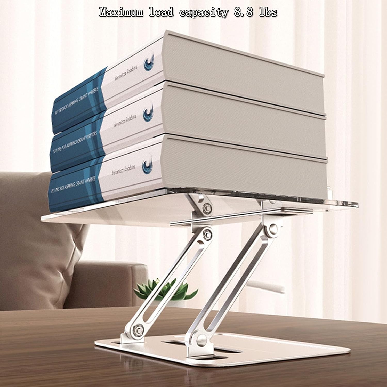 Adjustable Desktop Book Stand, Aluminum Reading Document Holder with Foldable Base, Book Holder, Foldable Desktop Riser for Laptop, Recipe, Textbook (Black)