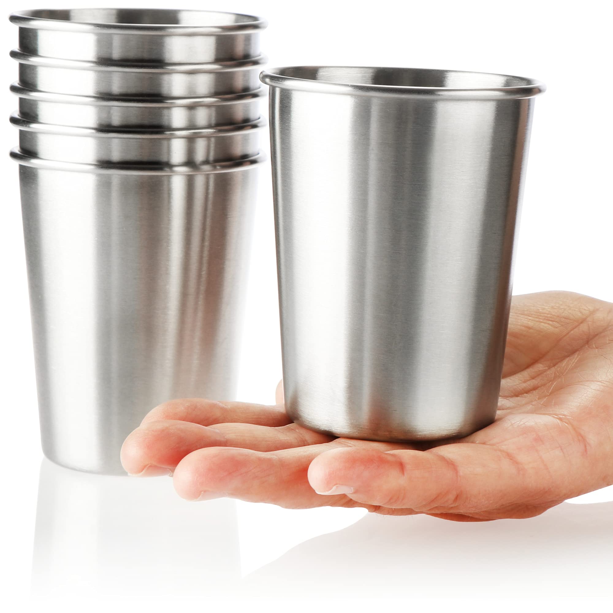 6 bicchieri in acciaio inox - Bicchiere in acciaio inox di alta qualità - Bicchiere da campeggio 250 ml - Bicchiere da viaggio infrangibile e senza BPA