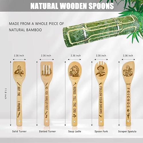 Miniatura 2 de Regalos de decoración de productos de película de terror, cucharas de madera para cocinar, juego de utensilios de cocina de bambú natural, paquete