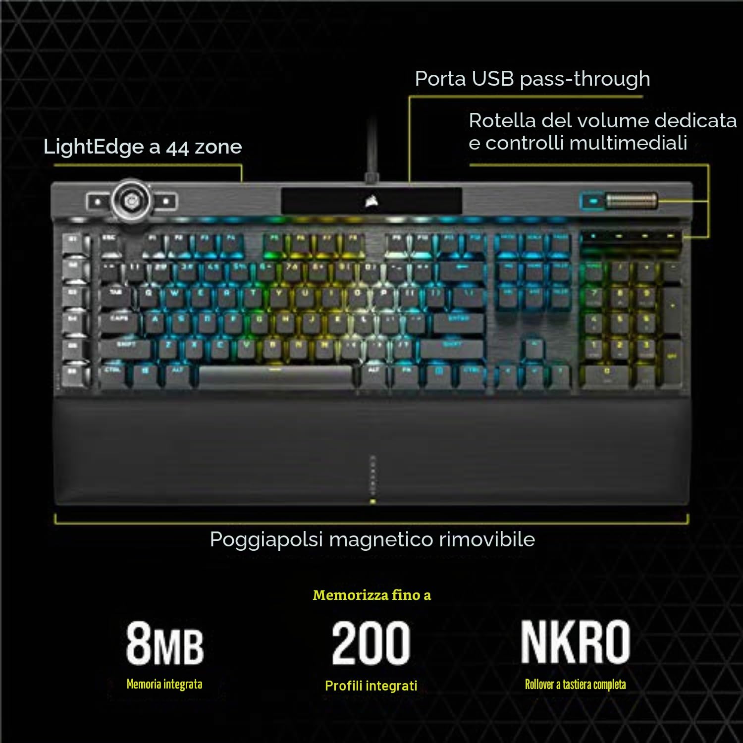 CORSAIR K100 RGB TECLADO USB QWERTZ HOLANDÃ‰S NEGRO