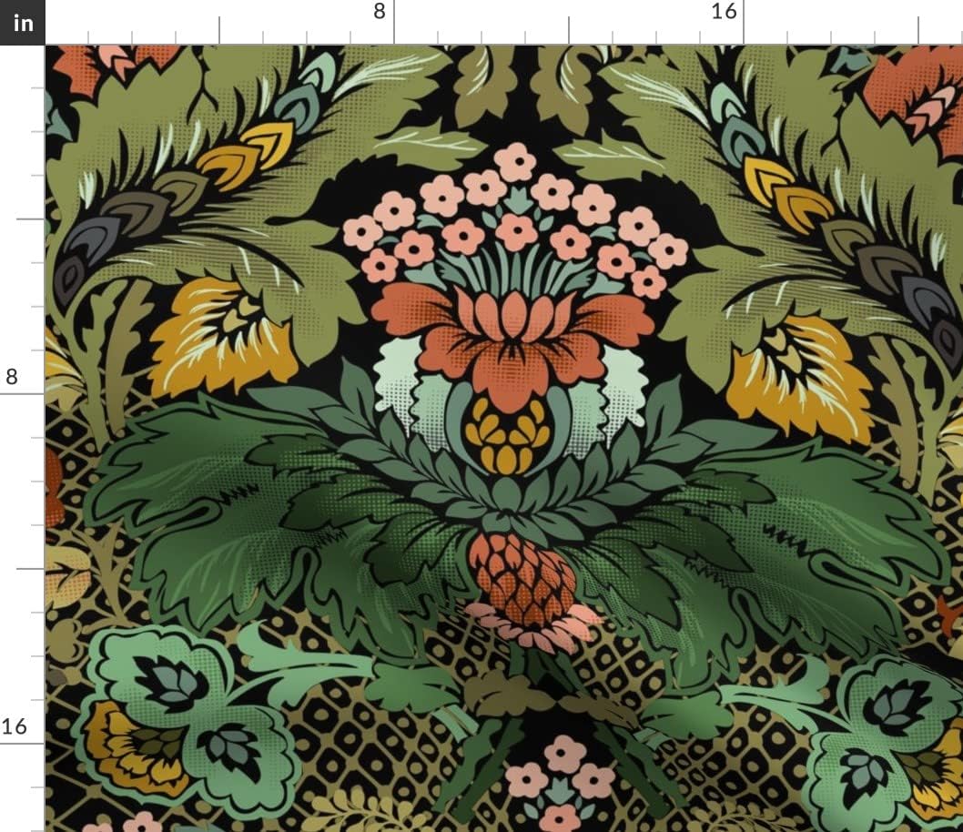 Spoonflower Fabric - Modern Victorian Art Deco Jungle Foliage Romantic Garden Art Nouveau Printed on Petal Signature Cotton Fabric Fat Quarter - Sewing Quilting Apparel Crafts Decor