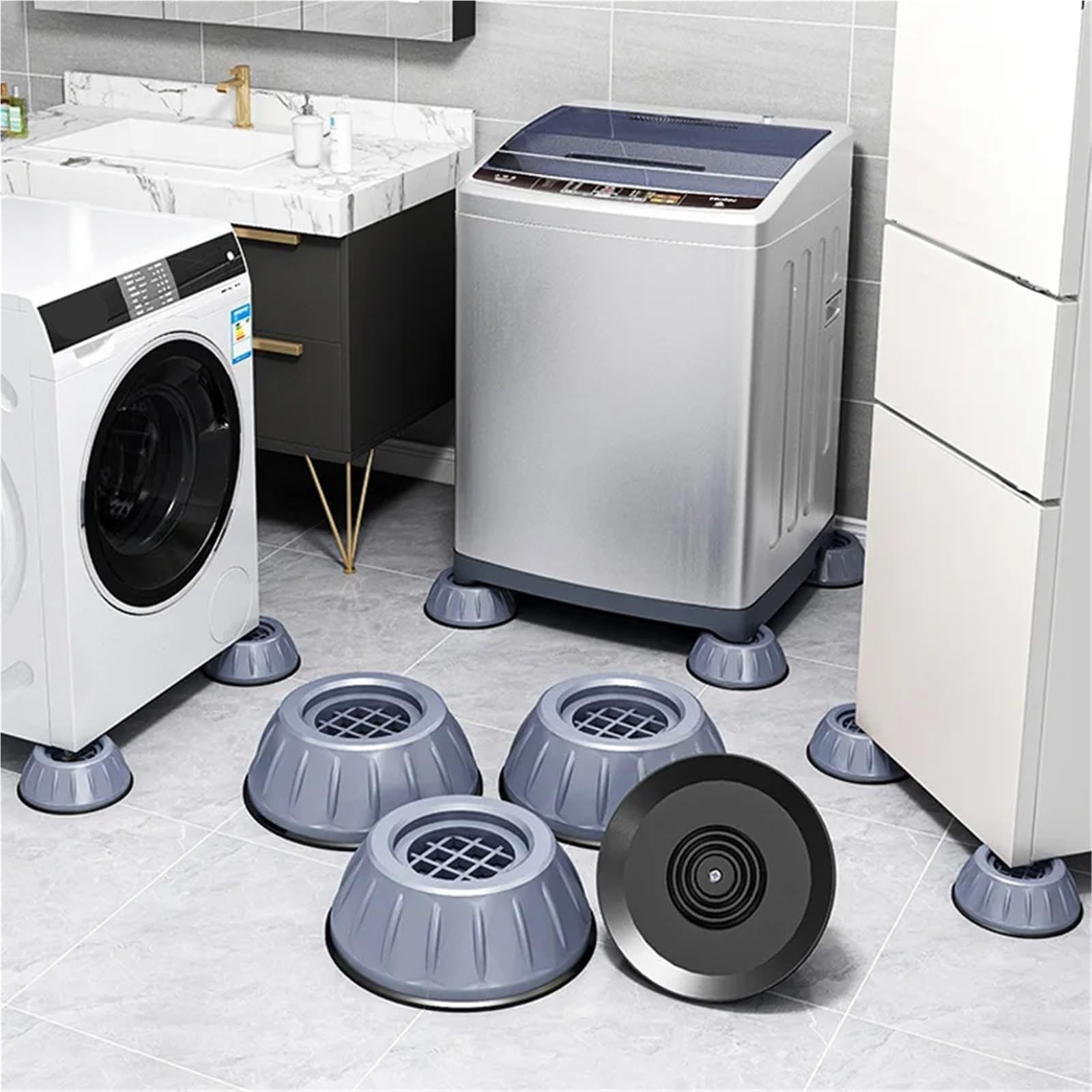 Piedini antiscivolo per lavatrice, 4 pezzi, tappetini antiscivolo per frigoriferi ed elettrodomestici, antivibrazione per cucina e bagno, protezioni per pavimenti