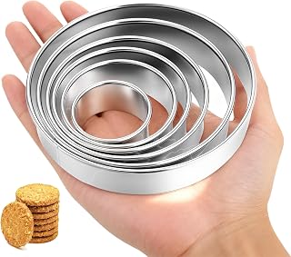 6Pcs Round Cookie Cutter Set (2, 3, 3.5, 4, 5, 6 Inch), Stainless Steel Circle Cookie Donut Cutte for Pastries Doughs Doughnuts Non-Rust & Dishwasher Safe Donut Cutter Ring Molds
