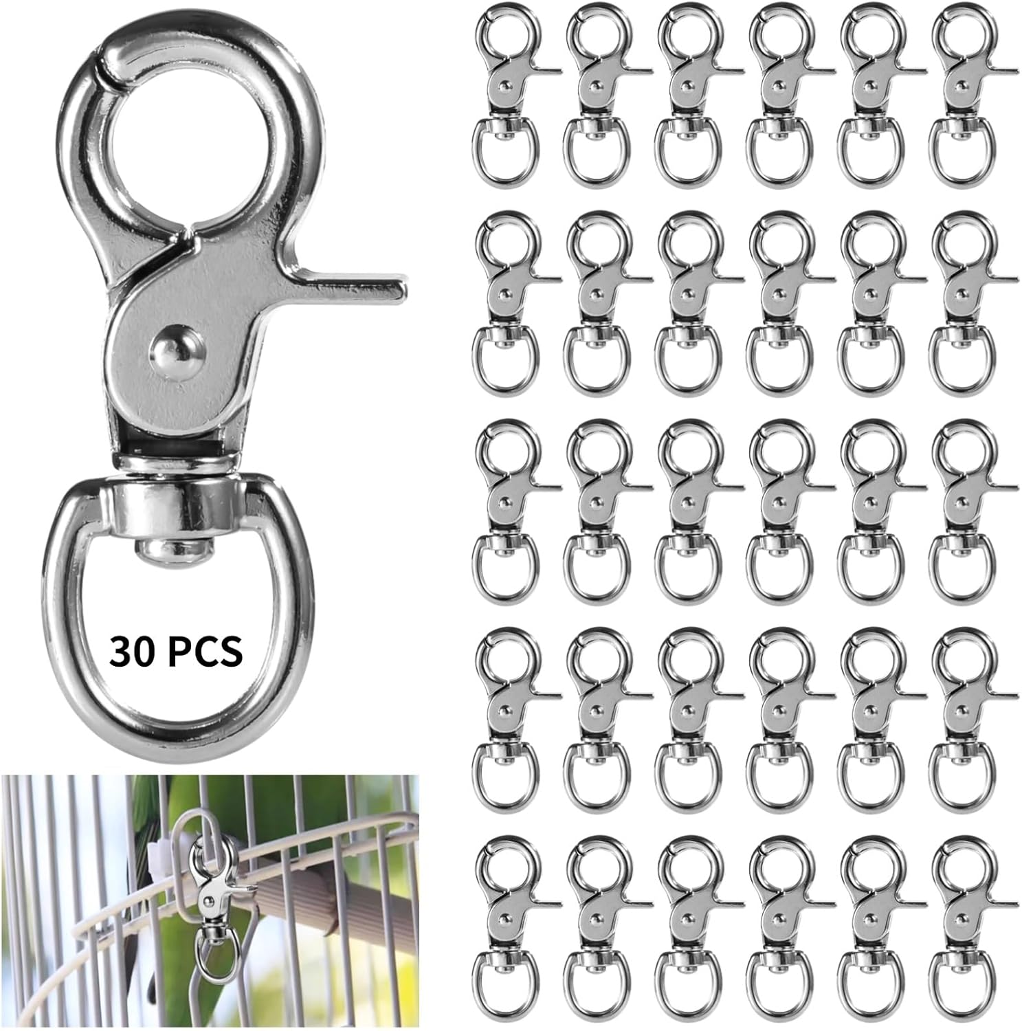 OMISTAR 30PCS Trigger Snap Hooks,360 Degree Heavy Duty Snaps Swivel Lobster Clasps,Swivel Claw Clips for Pet Cages,Dog Leash,Camera Straps,Snap Hook Purse