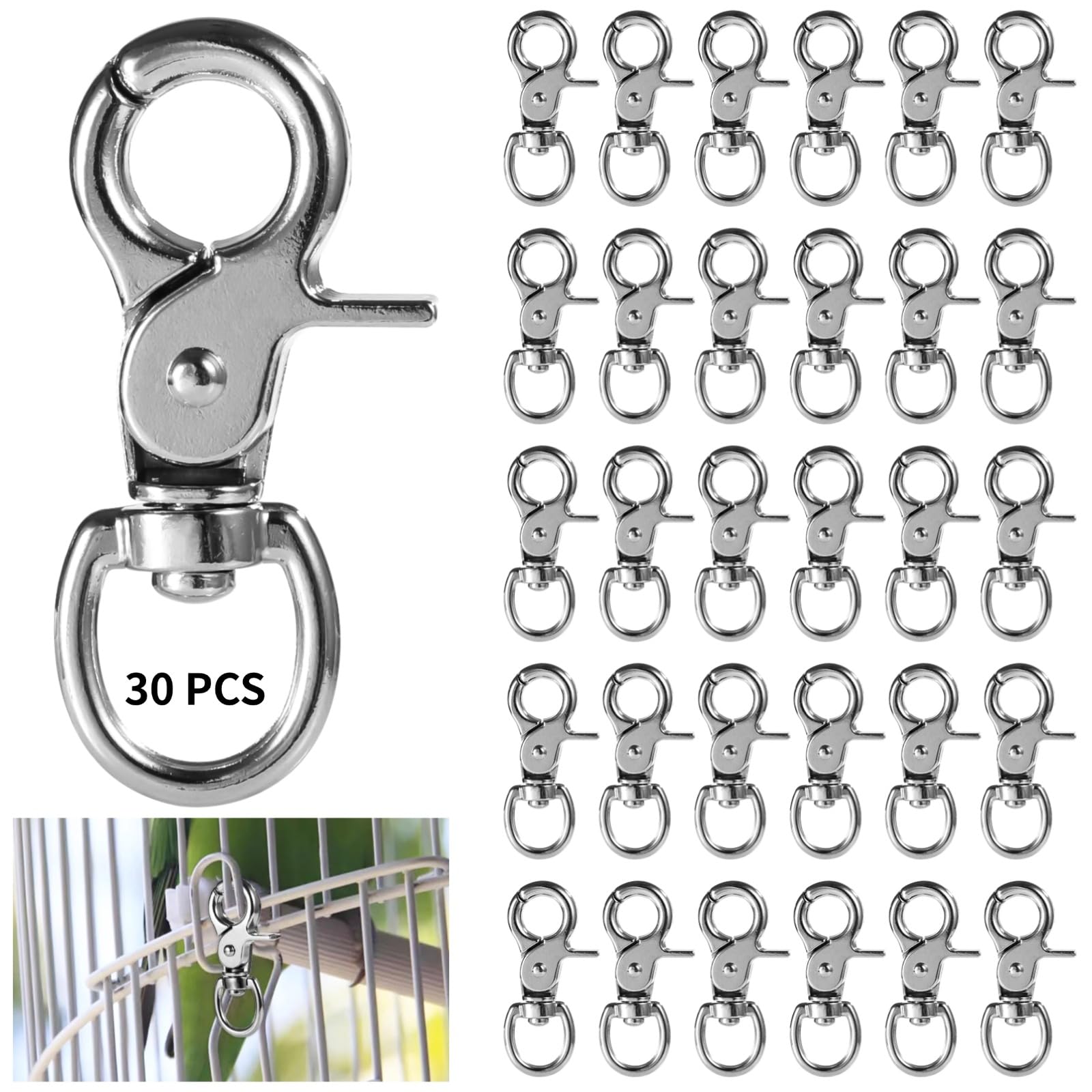 OMISTAR 30PCS Trigger Snap Hooks,360 Degree Heavy Duty Snaps Swivel Lobster Clasps,Swivel Claw Clips for Pet Cages,Dog Leash,Camera Straps,Snap Hook Purse