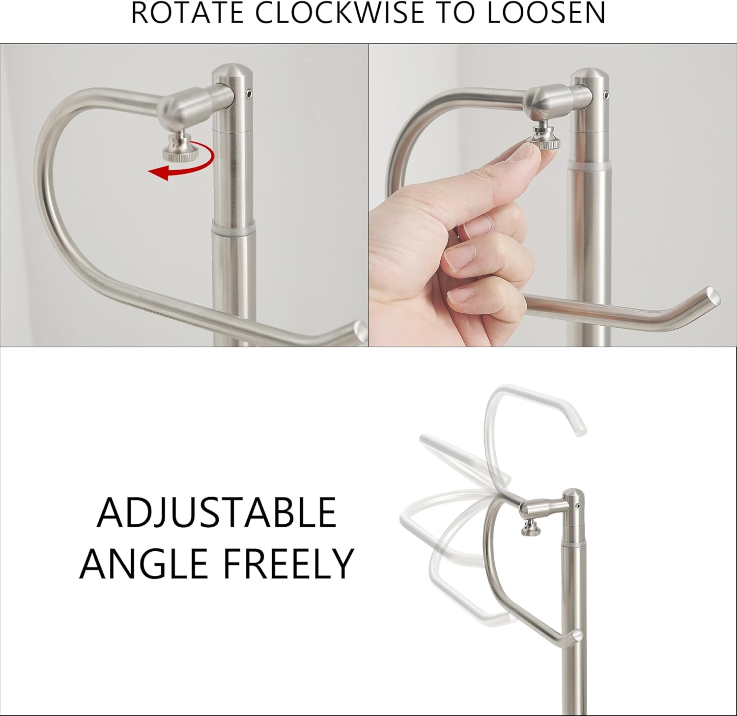 Hand Towel Holder Stand,Standing Towel Racks for Bathroom,Hand Towel Holder for Bathroom Kitchen Vanity Countertops,Stainless Steel Adjustable Towel Bar 16.5-26 Inch(Brushed Nickel)