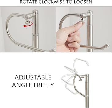 RFOUO Freestanding Hand Towel Holder For Bathroom, Brushed Nickel | Adjustable 41–66 cm, Stainless Steel Countertop Towel Rail, Weighted Base, No Drilling, For Bathroom Vanity & Kitchen
