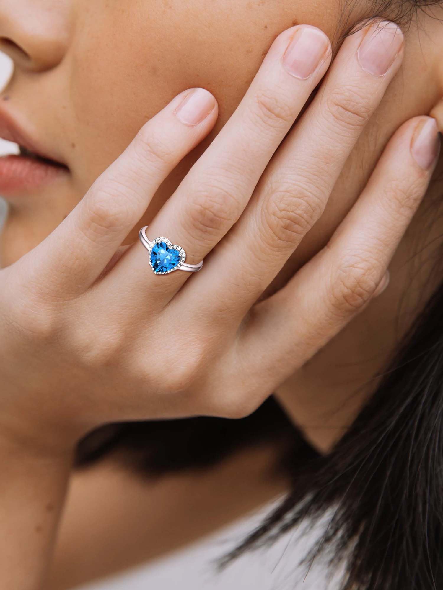 ChicSilver Anello Donna Argento 925 Regolabile Pietra Portafortuna 12 Mesi Forma Cuore, Anelli Donna Cuore Regolabile Silver Donna Confezione Regalo