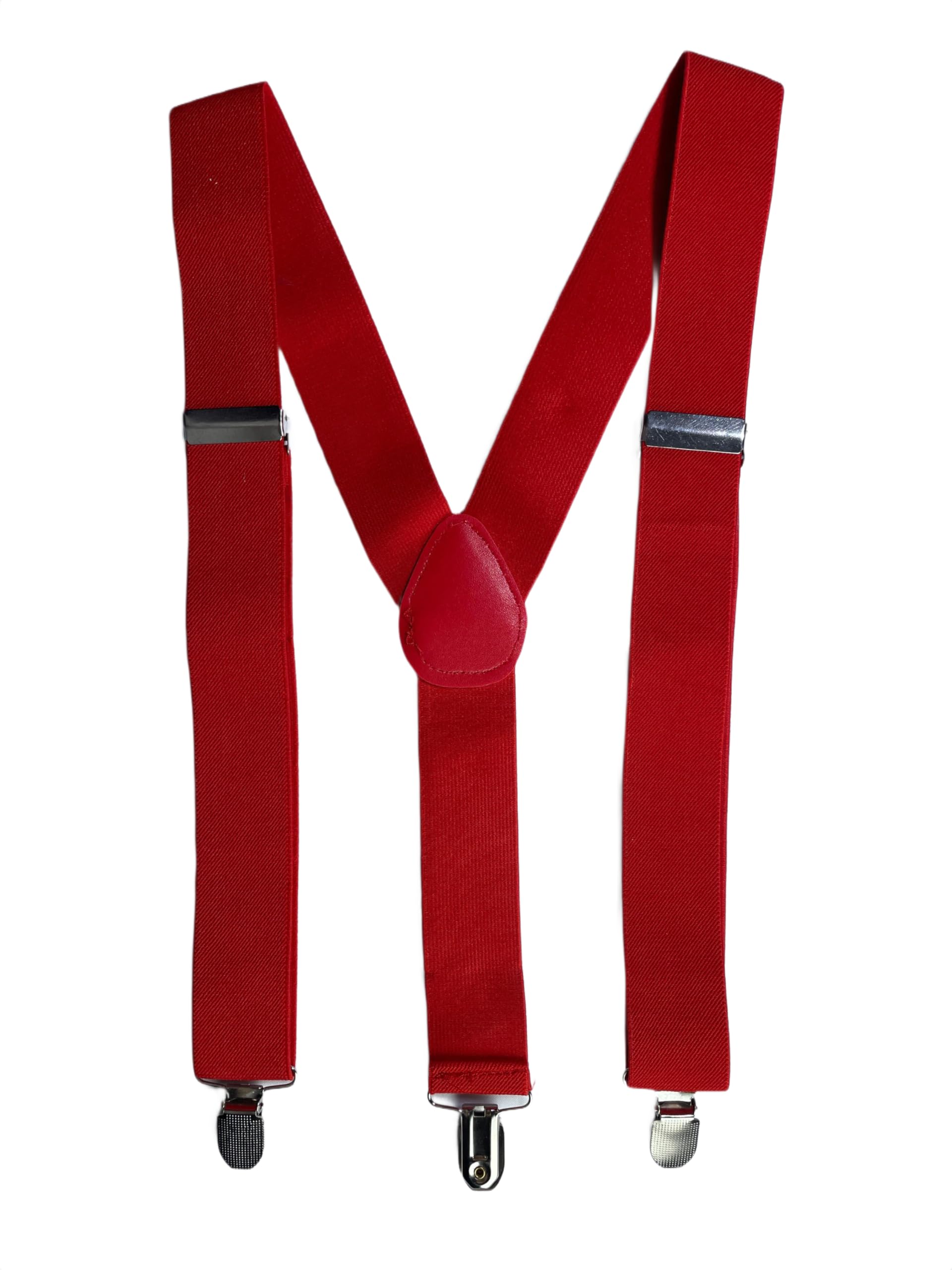 calixto Premium Red Suspenders for Men – Adjustable Elastic Y-Back Braces with Heavy Duty Strong Metal Clips – Classic Formal Wedding Tuxedo Office Party Retro Vintage Costume Accessory for Men-picture-16