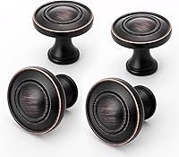 Vista 3 de Perillas redondas para gabinete, paquete de 10 unidades / 1.25 pulgadas (1.260 in), accesorios de gabinete de bronce, pomos de gabinete vintage