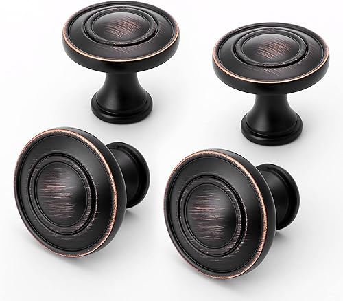 Miniatura 3 de Perillas redondas para gabinete, paquete de 10 unidades  1.25 pulgadas (1.260 in), accesorios de gabinete de bronce, pomos de gabinete vintage para