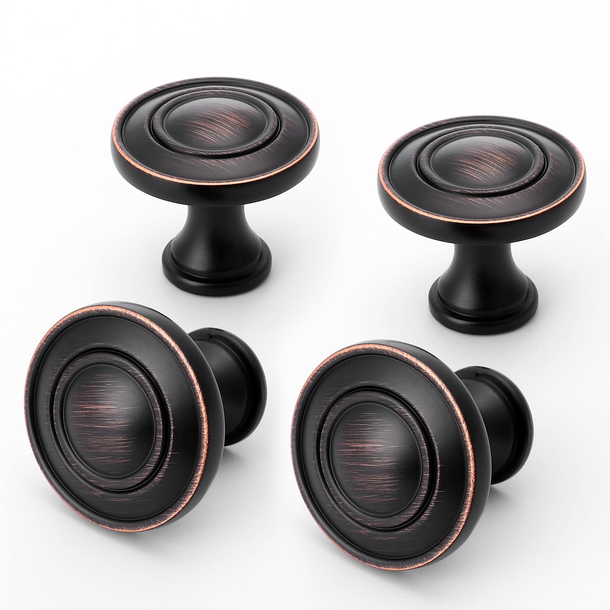 Pomos redondos para puerta – Paquete de 20 pomos de gabinete de bronce aceitado, pomos clásicos para puerta de gabinete de cocina, cajón de baño, tiradores de armario de dormitorio