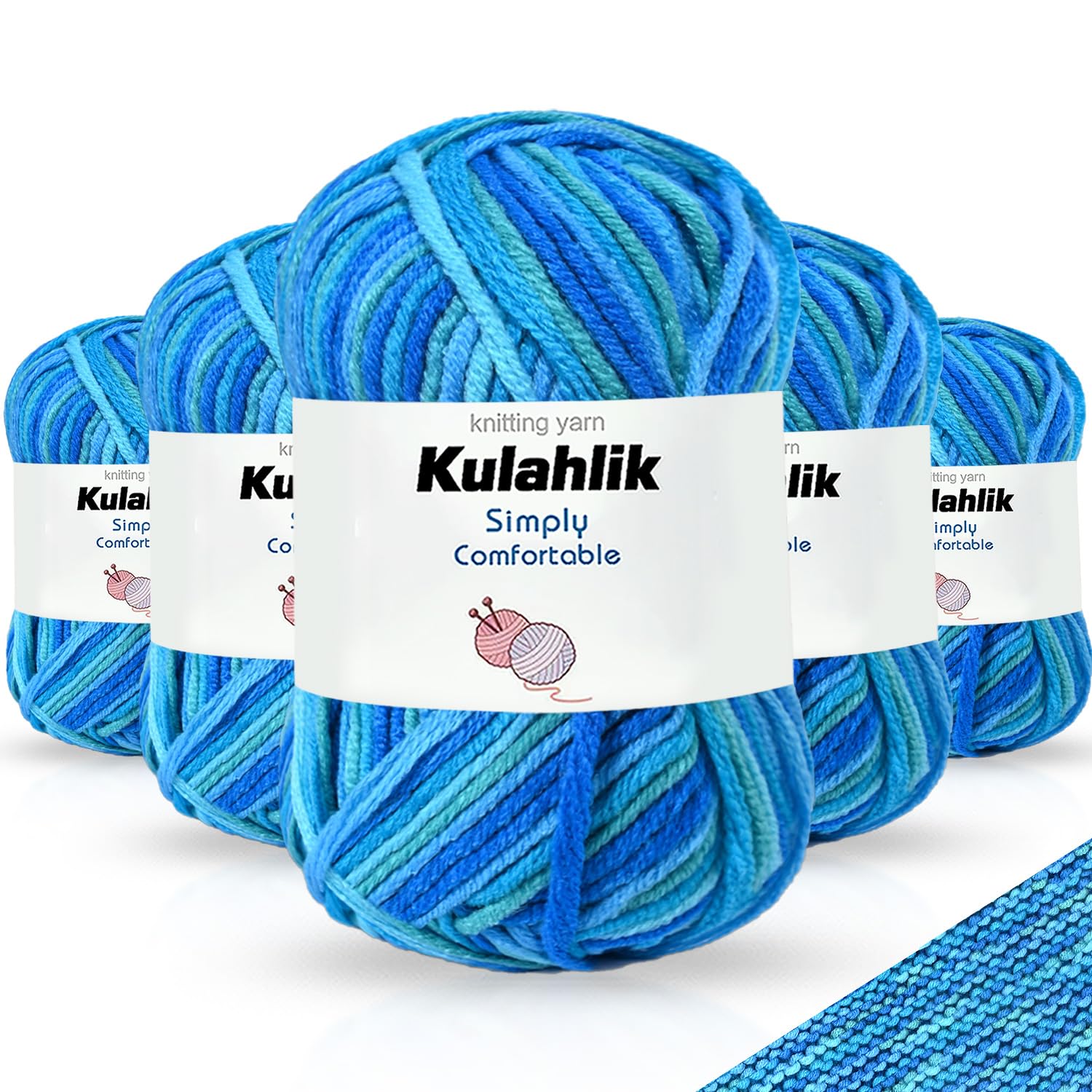 250g(5x50g) Acrylic Yarn for Crochet/Knitting, Colorful Gradient Yarn Thread, 5 Rolls Skeins, Perfect for Any Knitting Crochet and Crafts Mini Project — view 95