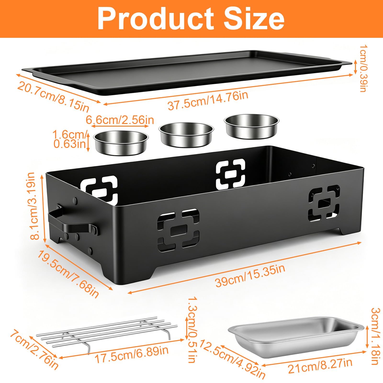 BBQ Warmhalteplatte, Aluminium Grill Heizplatte Antihaft Speisenwärmer Grill Warmhaltebehälter Speisenwärmer Warmhalteplatte Grillgut, Fleischwarmhalter Grill Zubehör für Garten Outdoor(Ohne Kerzen)