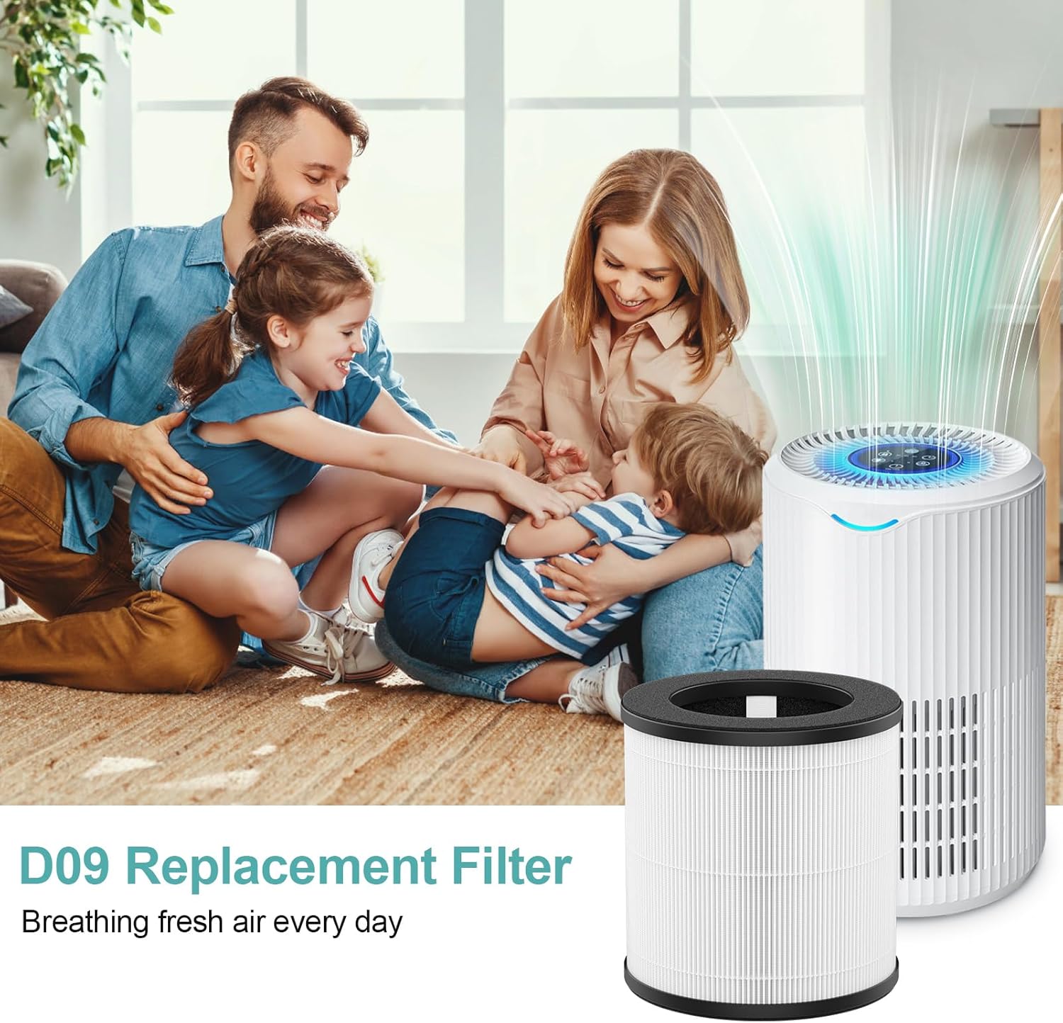 D09 Replacement Filter Compatible with Tailulu D09 Air Purifiers for Home Large Room Up to 1500 Sq Ft, 3-in-1 True H13 HEPA Filter, 2 Pack - Image 7