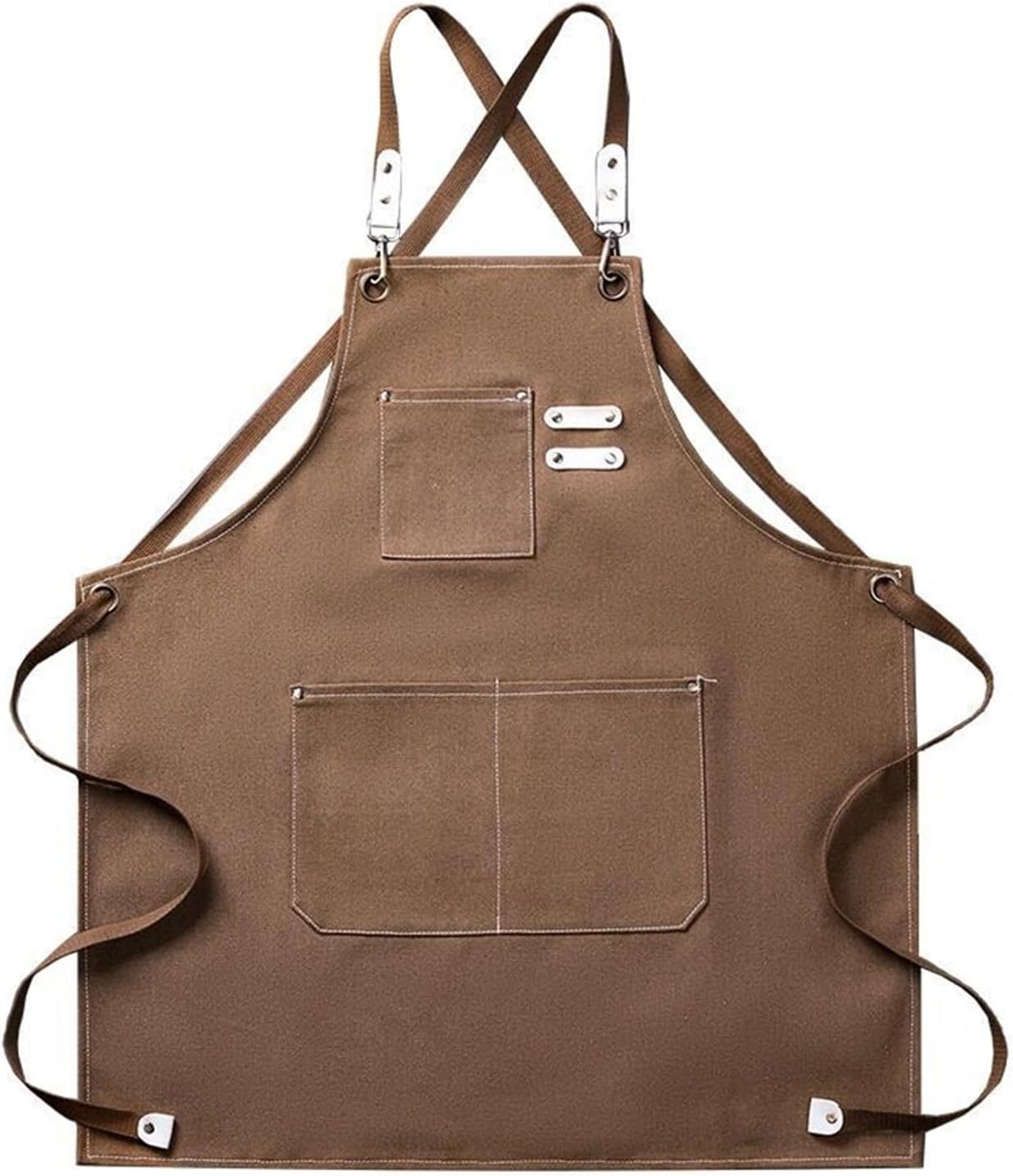 1pc Thickened Canvas Apron With Pockets Durable Crossback Adjustable