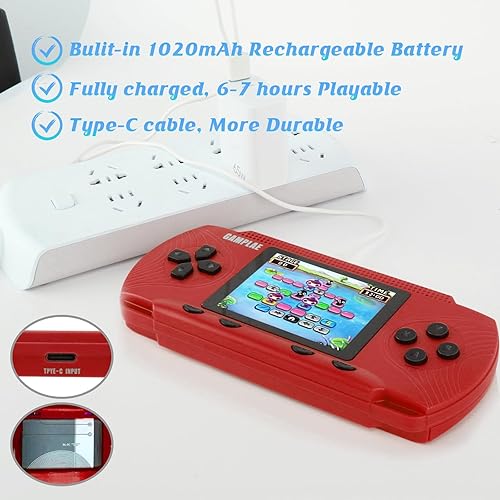 Miniatura 5 de GAMPLAE Juegos de mano retro para niños, consola de juegos de mano compatible con salida de TV, pantalla grande de 3.0 pulgadas integrada 258 HD