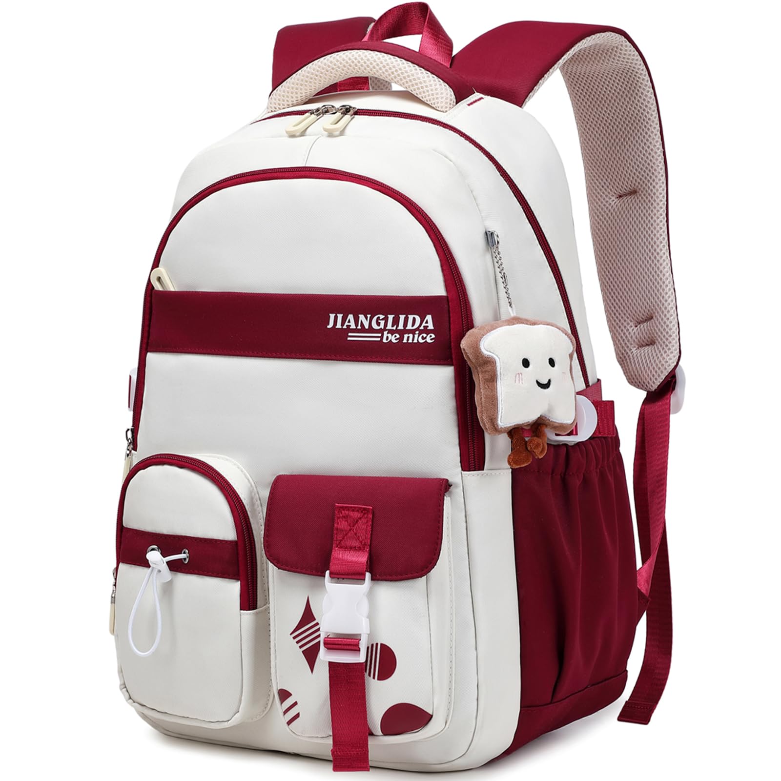 KESUDE Schulrucksack Teenager Mädchen - Rucksack Mädchen Schulranzen Jungen Großer Wasserdicht Schultasche Damen Daypack School Bag Backpack für Schule Ranzen Reise mit Anhänger