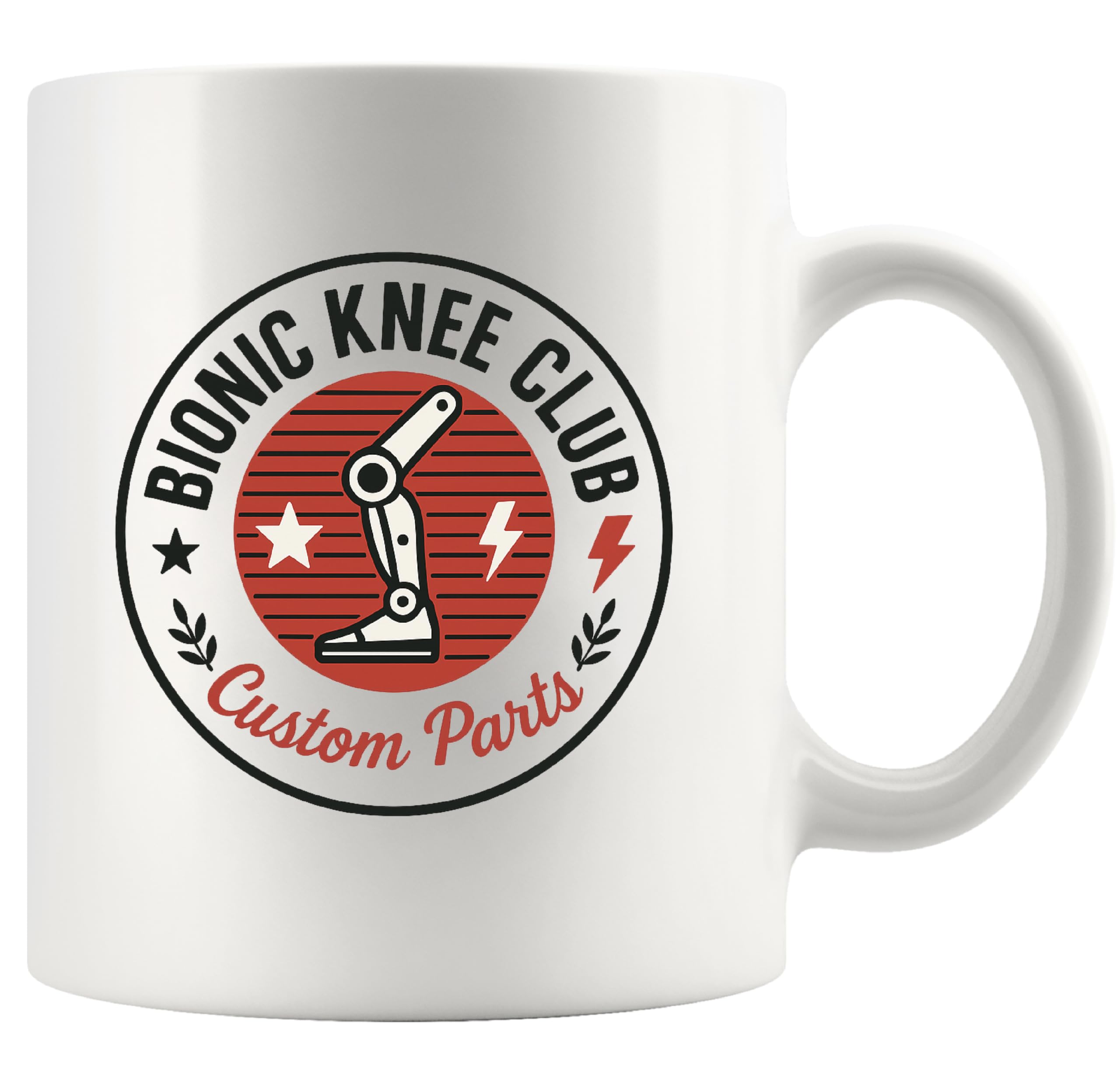Bionic Knee Club Custom Parts Knee Surgery Recovery Gifts For Patients From Doctor Nurse Replacement Get Well Soon Gifts Orthopedic Novelty Drinkware Ceramic Mug (Classic, White)