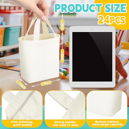 Vista 85 de Amylove 24 mini bolsas de lona en blanco para sublimación, reutilizables, para comestibles, equipaje de bricolaje, para fiestas incluso