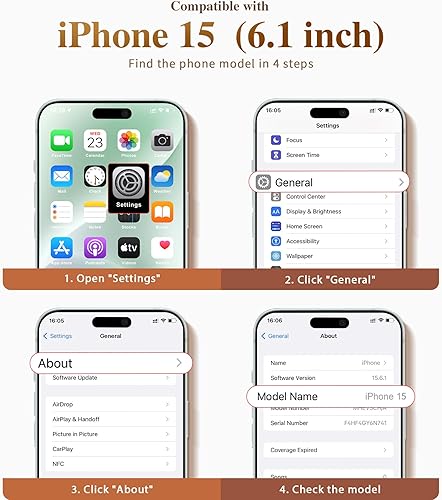 Miniatura 6 de GVIEWIN Funda de mármol para iPhone 15, con protector de pantalla y protector de lente de cámara, protección contra caídas de grado militar de 10
