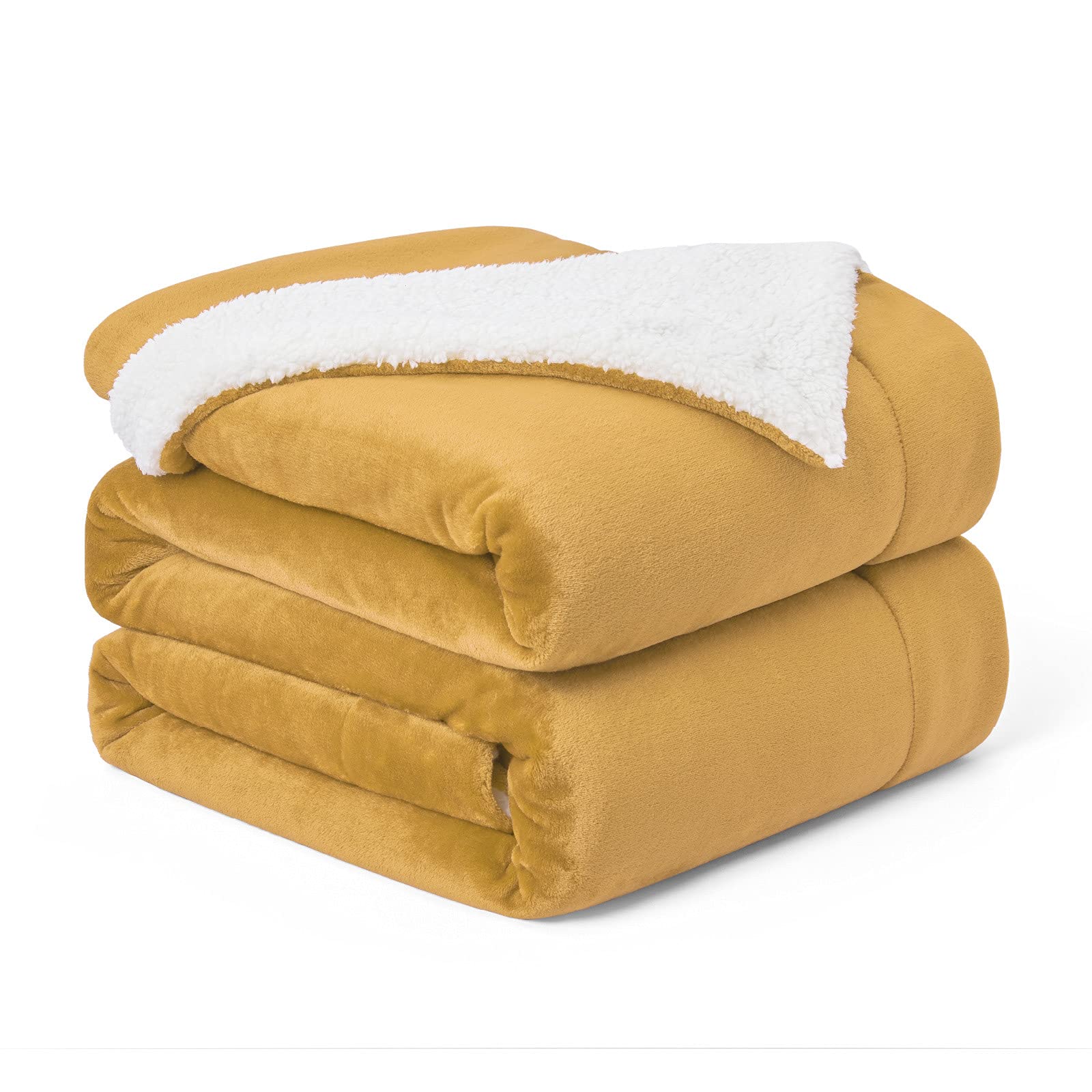 Walensee Sherpa Fleece Blanket (Throw Size 50”x60” Honey Gold) Plush Throw Fuzzy Super Soft Reversible Microfiber Flannel Blankets for Couch, Bed, Sofa Ultra Luxurious Warm and Cozy for All Seasons