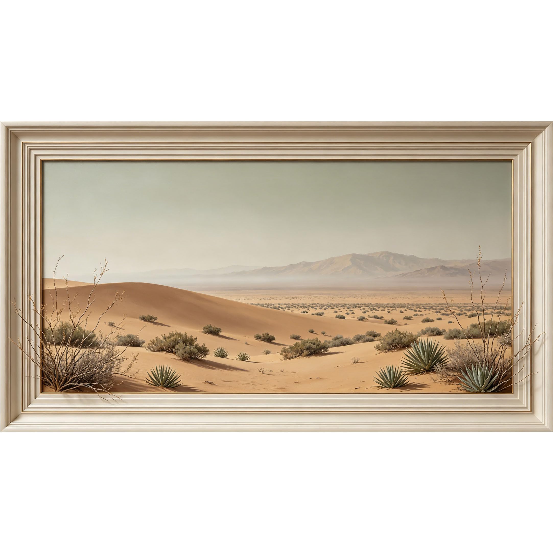 QZLITHOTIC 50×100cm 3D Framed Wall Art， Desert Landscape Sand Dunes Mountain Horizon Minimalist Self?Adhesive Mural， Water?Activated Peel & Stick Fabric Decor Wall Decal for Bedroom Living Room