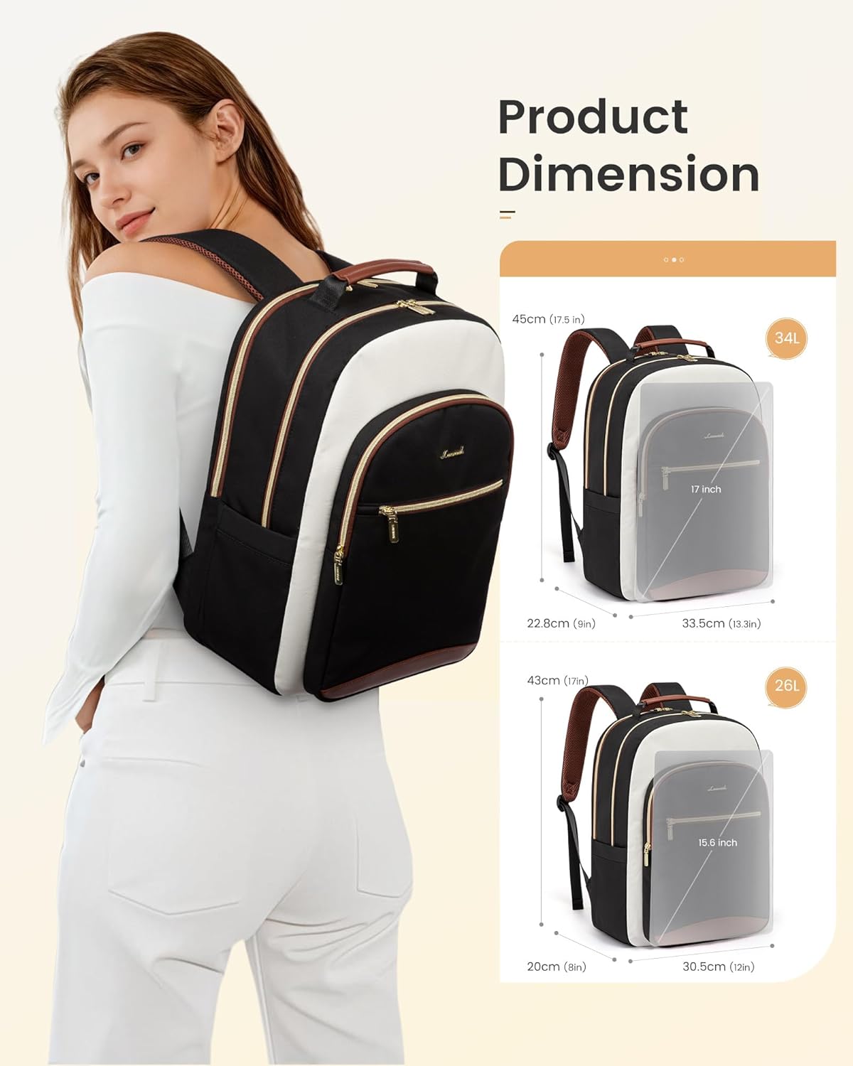 LOVEVOOK Laptop Backpack for Women, 15.6 Inch Work Business Backpack Purse for Teacher, Waterproof Nurse Bag College Bookbag for School, Casual Personal Item Travel Bag College Daypack - Image 6