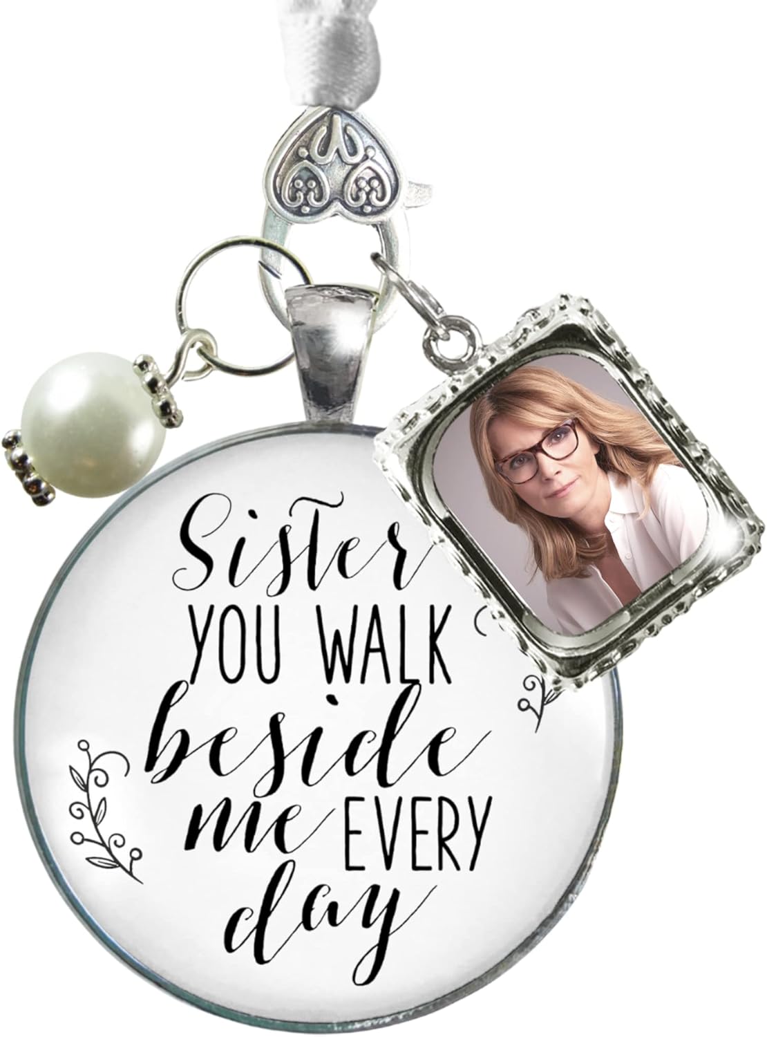 Gutsy Goodness Bouquet Charm Sister Memorial Wedding Jewelry Brother Bridal Remembrance Photo Frame Sentimental Gift Pendant