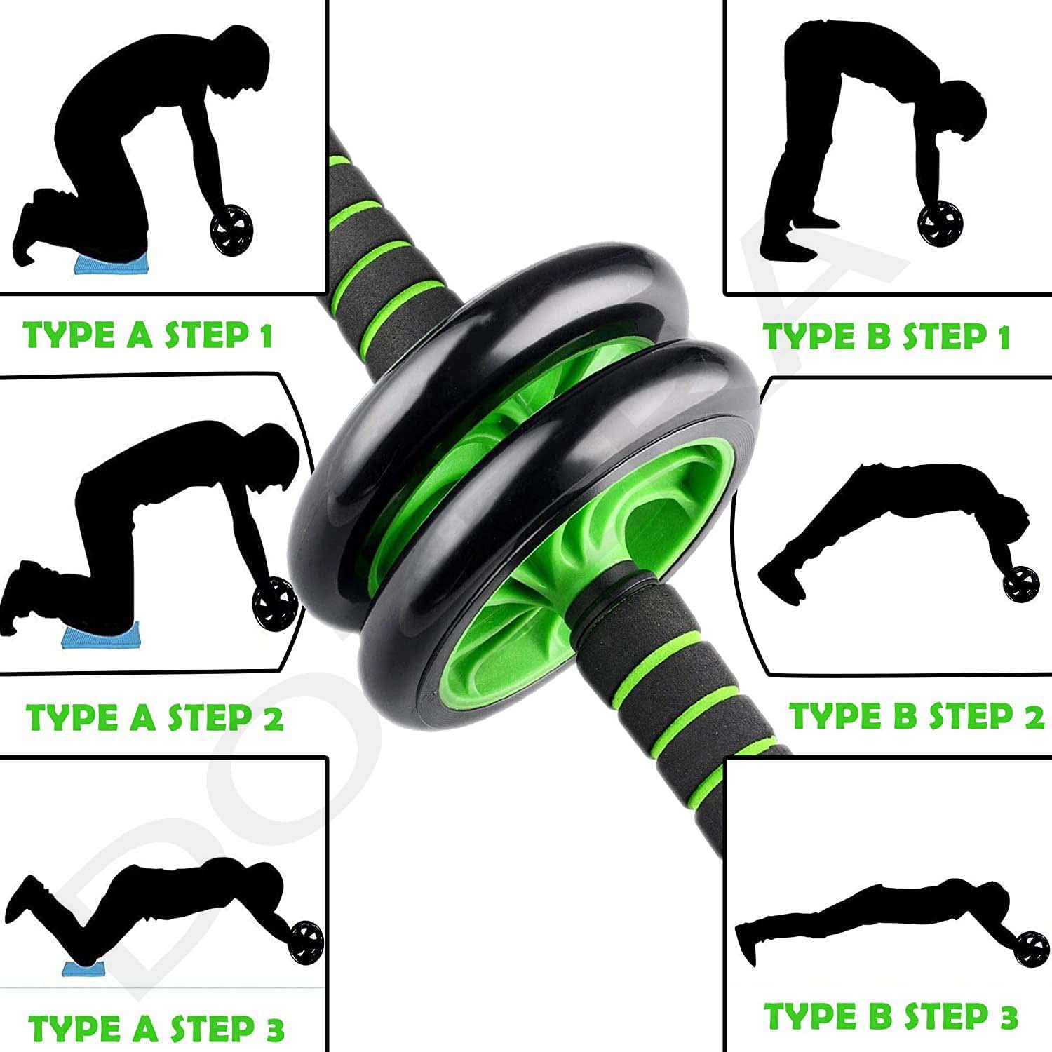 DOZERA Anti Skid Double Wheel Total Body AB Roller for Abdominal Stomach ab excersice Equipment with Knee Mat, Exercise Wheels for Home Gym Fitness Equipment. 4