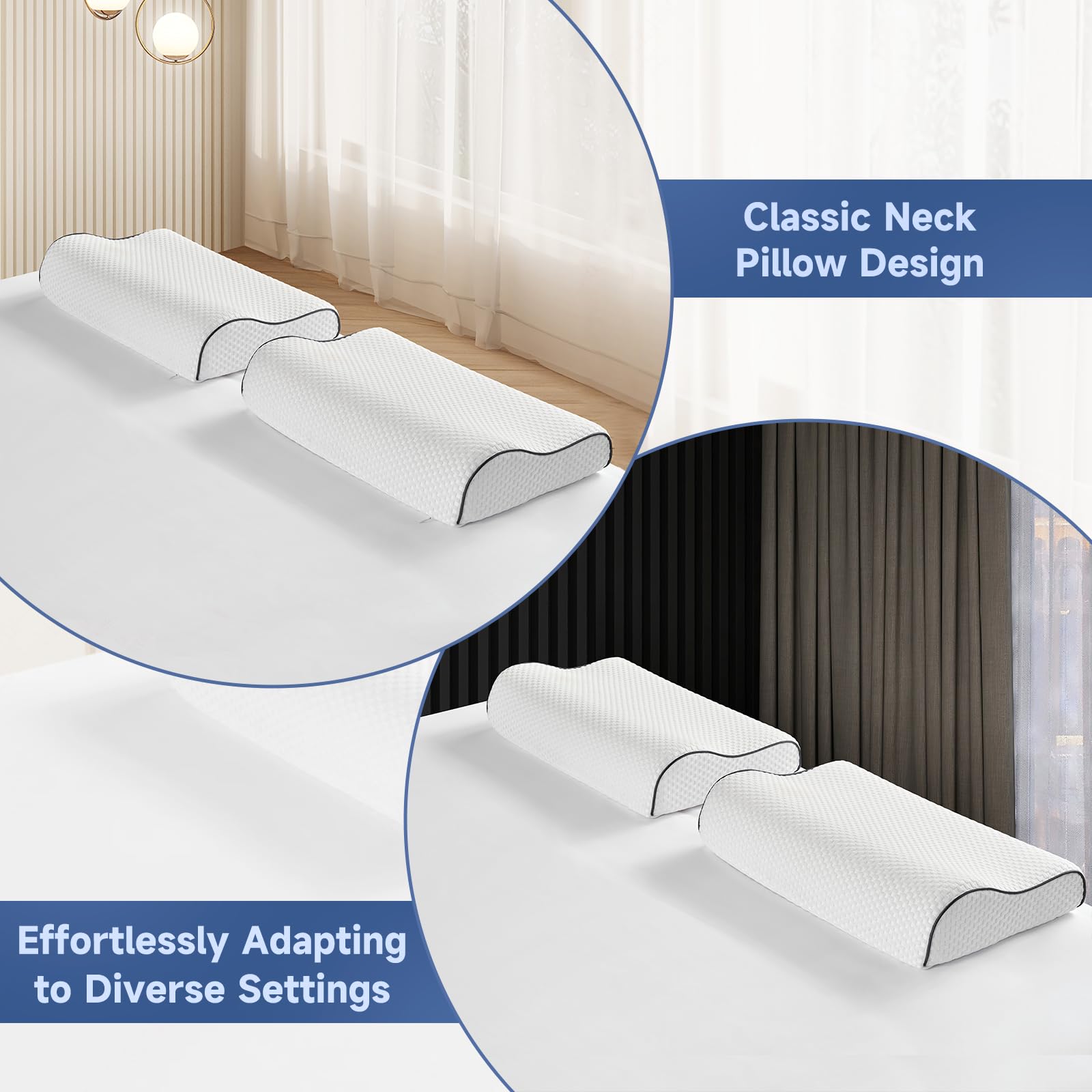 Z-hom Almohada de espuma viscoelástica, 59 x 39 x 10/12 cm, almohadas cómodas para el dolor de cuello y hombros, almohada ortopédica ergonómica, almohada de apoyo para el cuello, almohada cervical