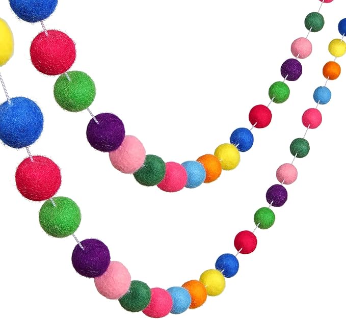 Wool Felt Ball Garland Colourful Felt Ball Pom Pom Garlands