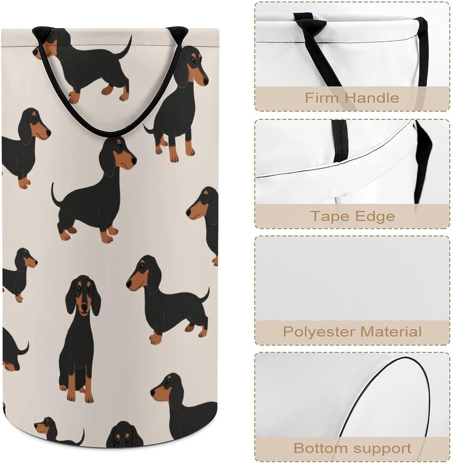 Waterproof Laundry Basket With Handles Fashion Laundry Basket Stand Up Well Cartoon Dachshund Weiner Dog Pet Dogs