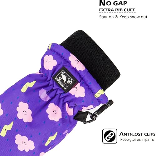 Miniatura 4 de HIGHCAMP Toddler First Pair of Winter Snow Mittens Waterproof Rookie Ski Snowboard Gloves for Small Kids Baby Boy Girl