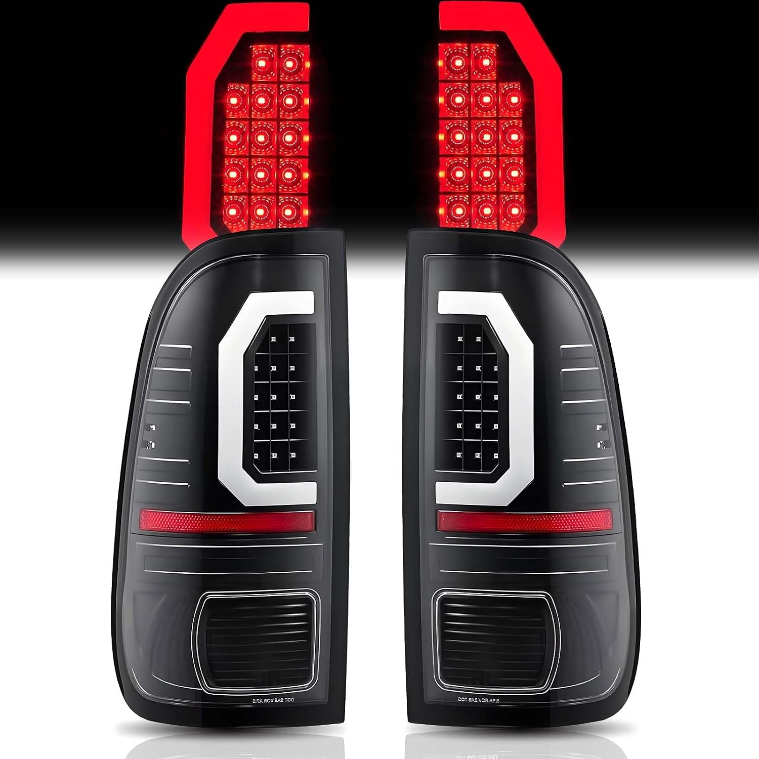 LED Tail Lights Assembly Compatilbe with 1997-2003 Ford F150 for 1999-2007 F250 F350 Super Duty Update Design Black Housing Clear Lens, 2pcs Driver and Passenger Side