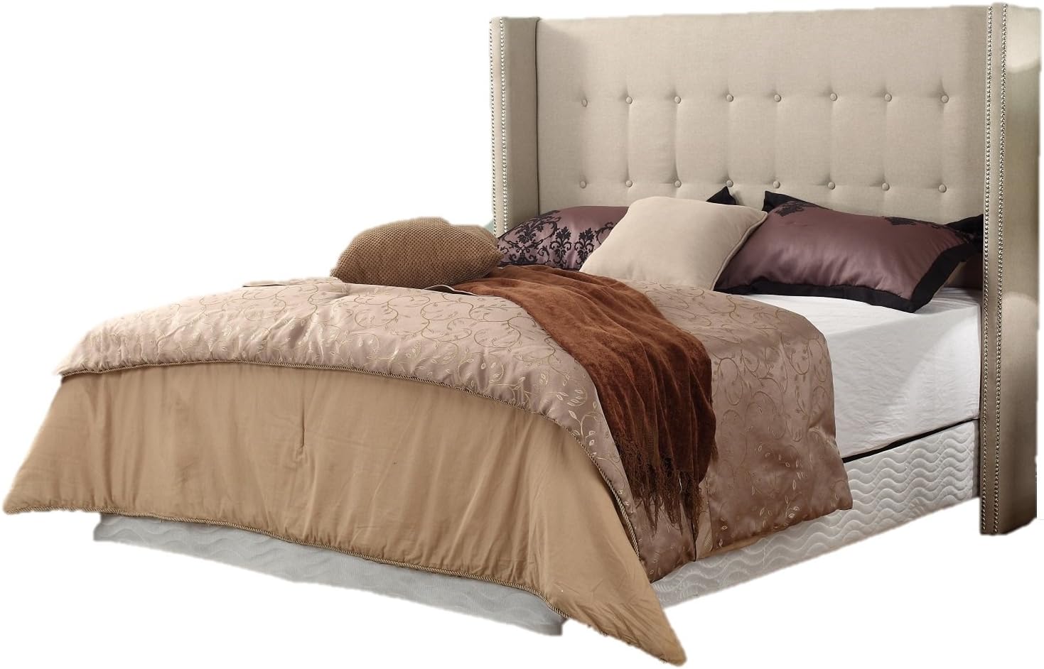 Container Furniture Direct Maxwell コレクション モダンボタン 房状リネン生地 布張り 寝室用ヘッ
