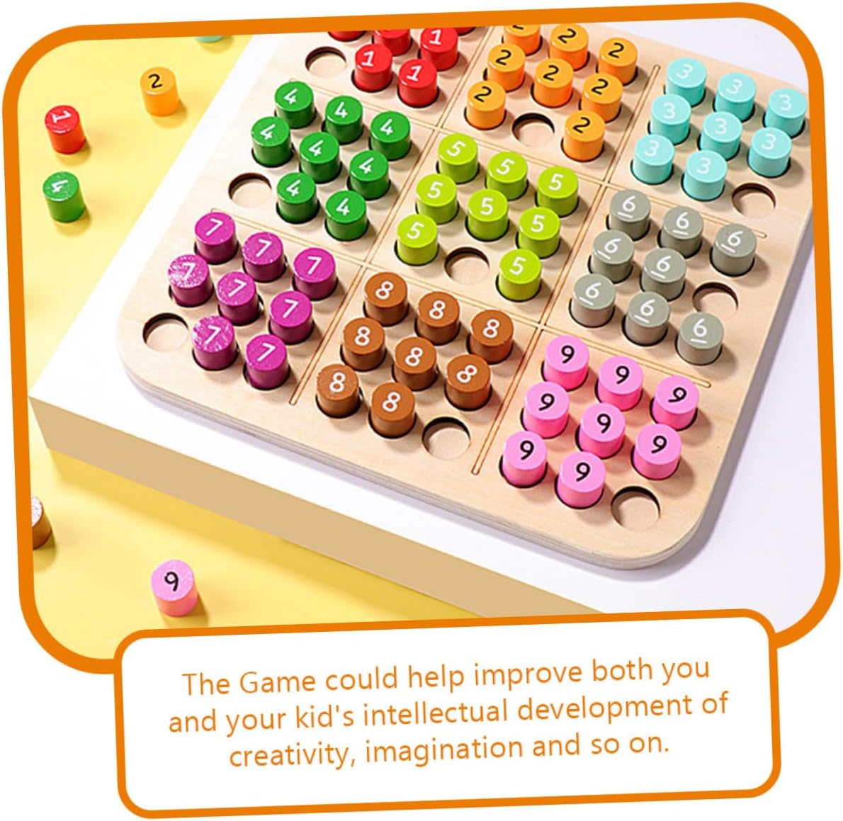 Wooden Sudoku Board Game for Early Education Logical Thinking with Pegs Portable for Years Smooth Surface Brain Teaser Puzzle