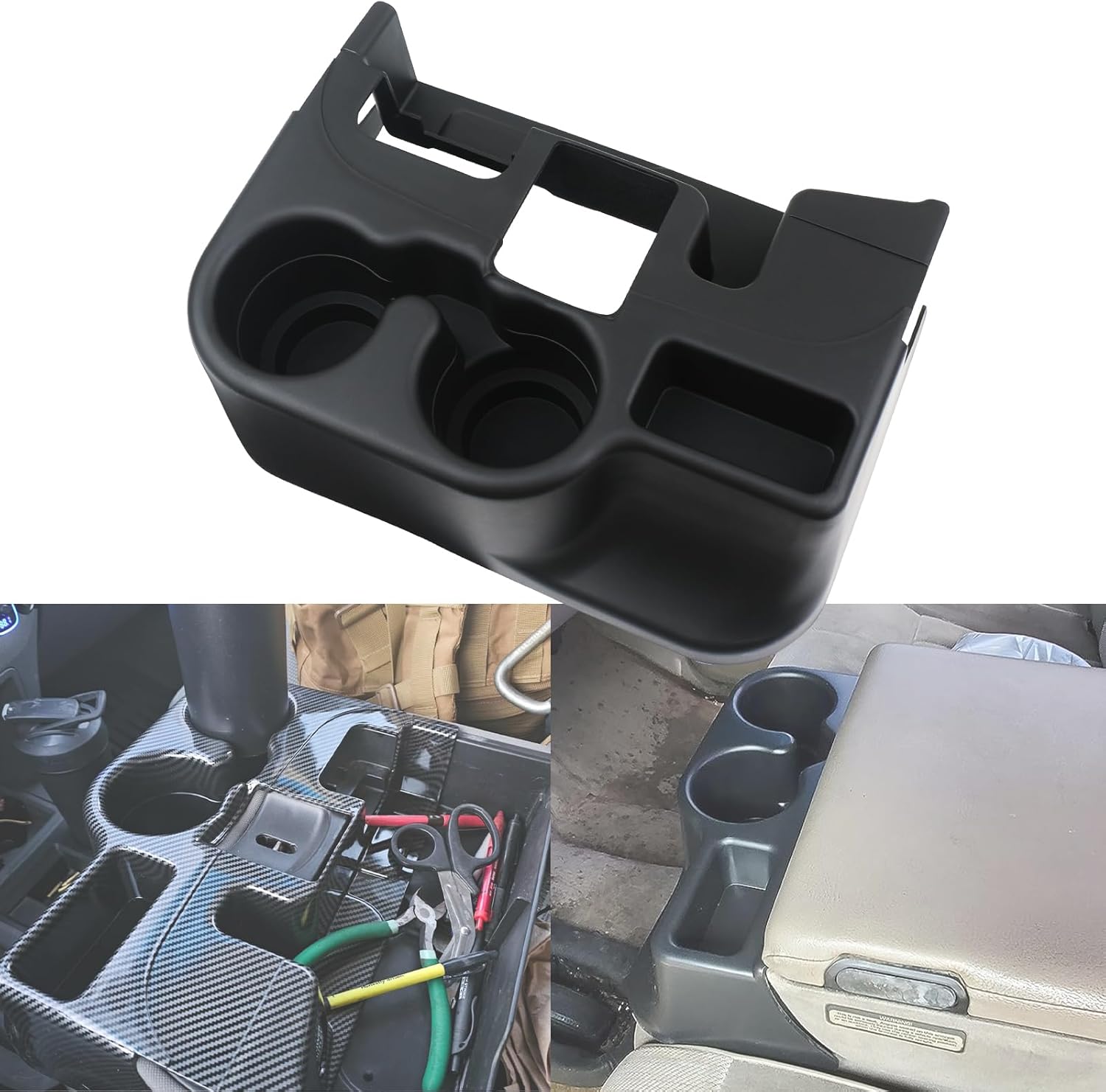 Carbon Fiber Cup Holder Attachment for Center Console | Compatible with 1998-2001 Dodge Ram 1500 2500 3500 Truck | Replaces 41019 SS281AZAA Front Seat Add-On Cupholder Tray Insert