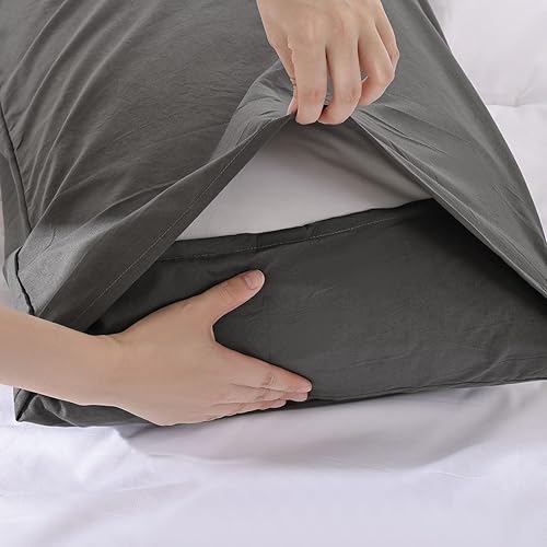 Miniatura 367 de ROSGONIA Juego de edredón tamaño Queen, color gris carbón, 3 piezas (1 edredón gris oscuro y 2 fundas de almohada) para todas las estaciones, ropa