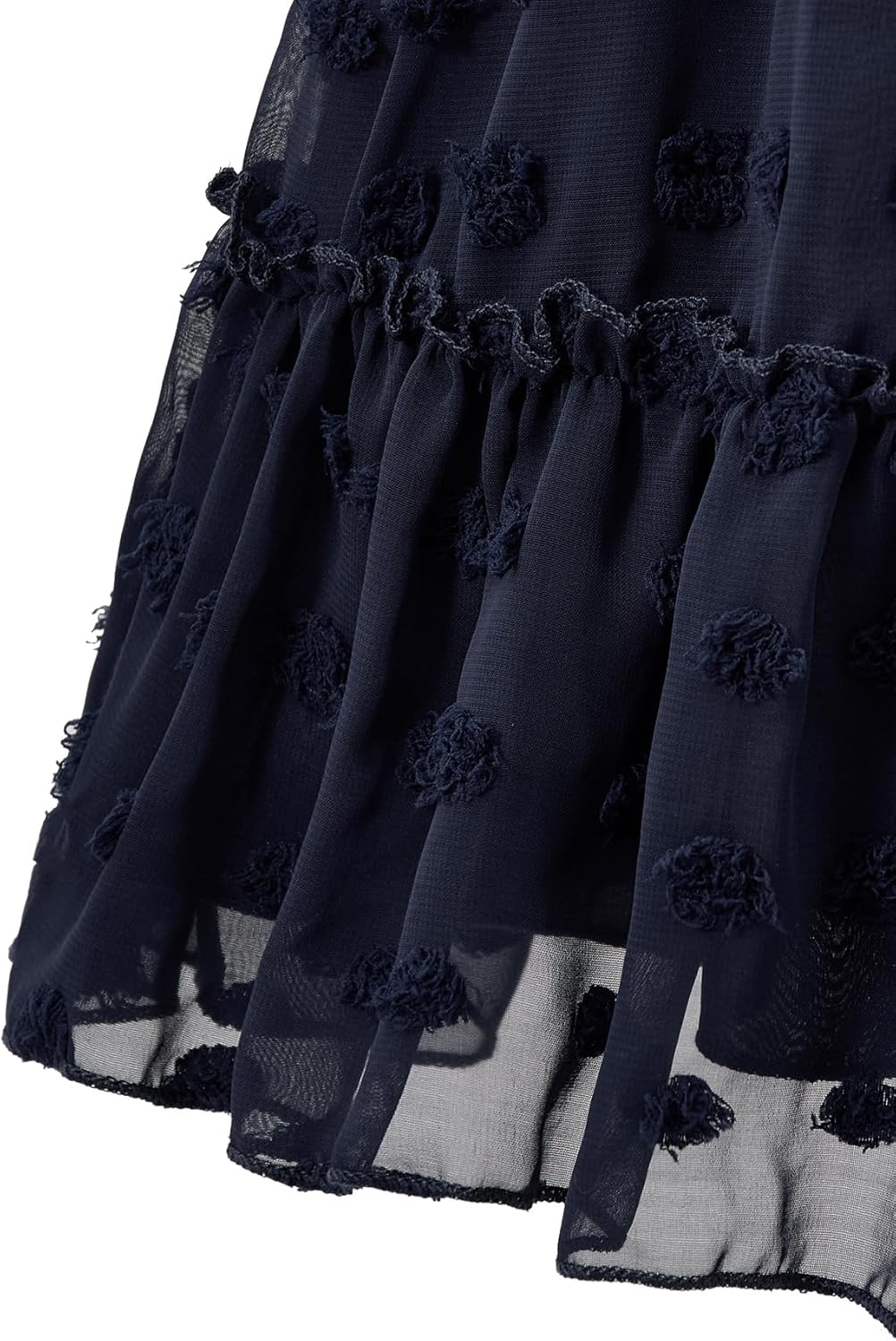 Girls Dress Summer Puffy Sleeve Embroidery A Line Chiffon Double Layer Smocked Shirred Kids Party Dresses 6-15 Years - Image 7