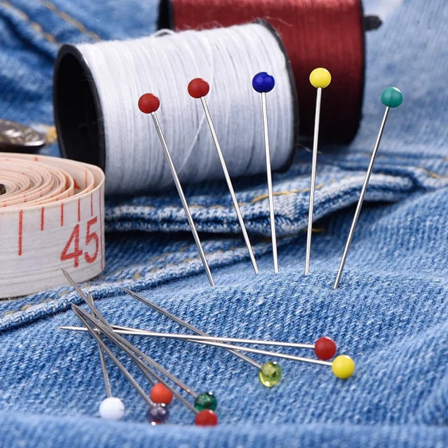 Sewing Pins for Fabric Straight Pins Sewing with Colored Heads Pins for Sewing 1.5In Straight Quilting Pins Corsage Bouquet Pin for Dressmaker Flower Jewelry DIY Decoration Craft Sewing 300Pcs