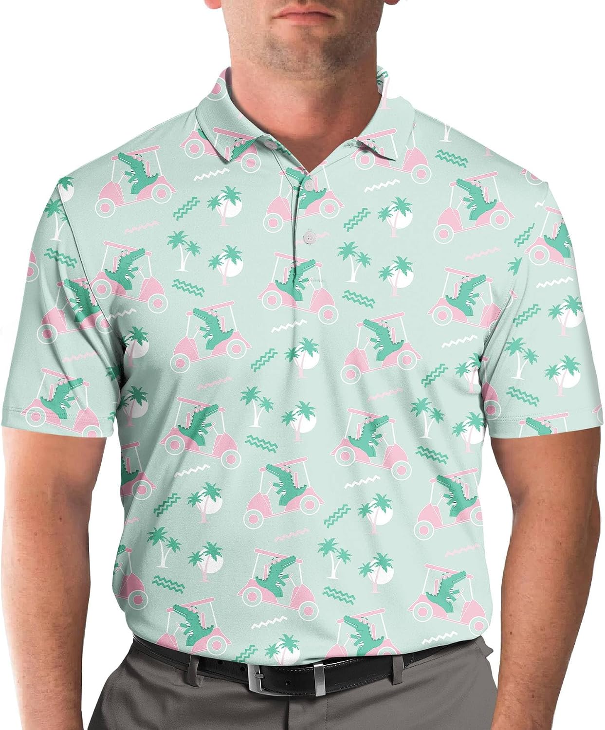 Funny Golf Shirts for Men, Hawaiian Polo Shirts for Men Unisex Casual Shirt Mens Polo Shirts Short Sleeve