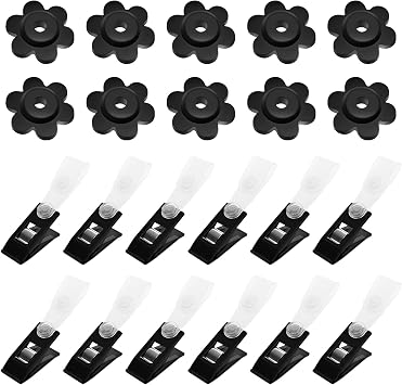 22Pack Garden Flag Rubber Stoppers & Clips - Flower Shape Anti-Wind Holders for Small Flags, Yard, Lawn, Pole Stand